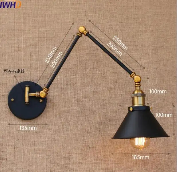 Swing Arm Wall Light Gold Copper Vintage Sconce Edison Loft Wall Lamp