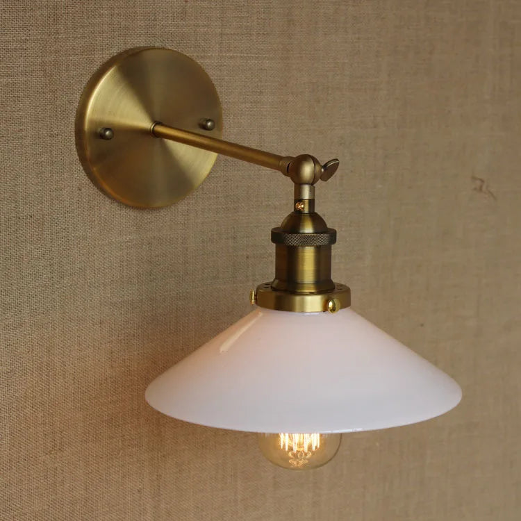 White Glass Retro Industrial Wall Sconce, Vintage Edison Style Wall Lights Fixtures