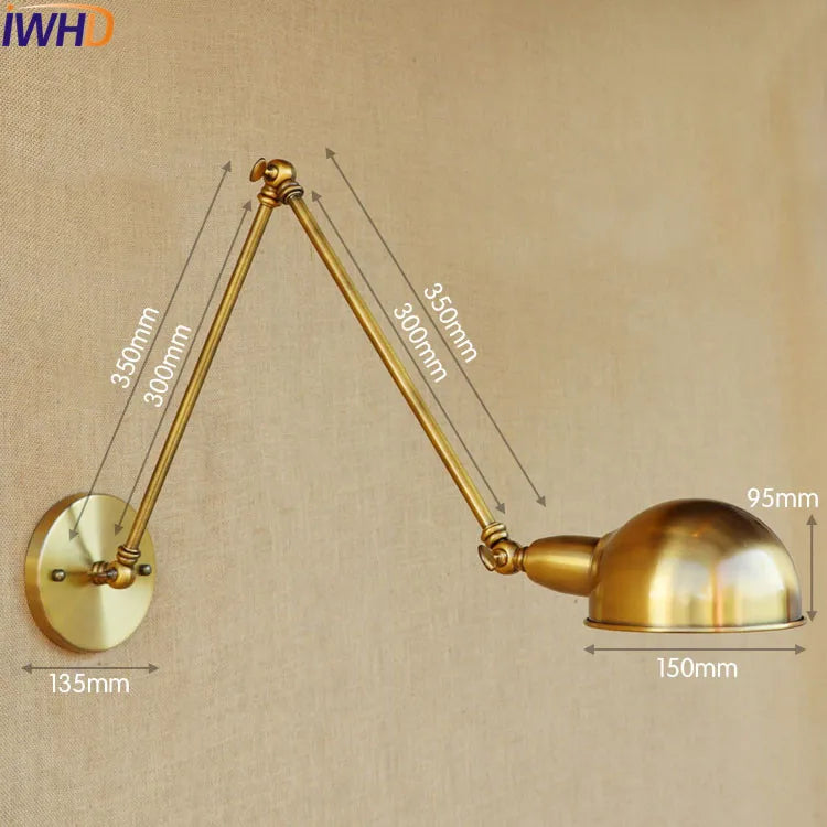 Silver Retro Vintage Swing Long Arm Wall Light LED Sconce Industrial Lighting
