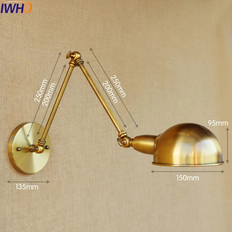 Silver Retro Vintage Swing Long Arm Wall Light LED Sconce Industrial Lighting