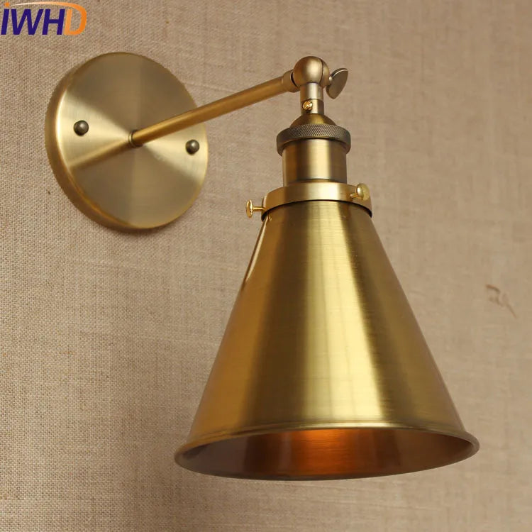 Retro Loft Vintage Wall Lamp Gold Shade Industrial Sconce Fixtures
