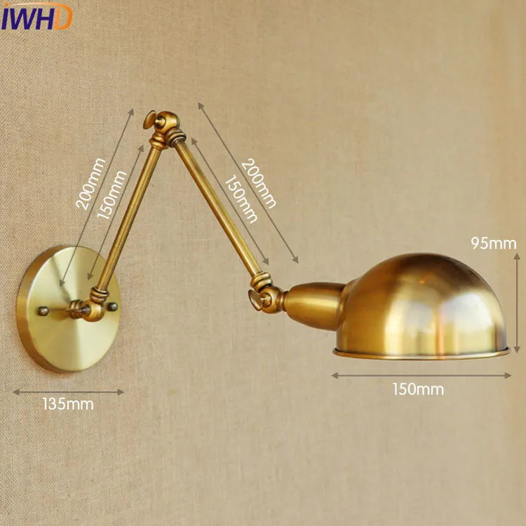 Silver Retro Vintage Swing Long Arm Wall Light LED Sconce Industrial Lighting