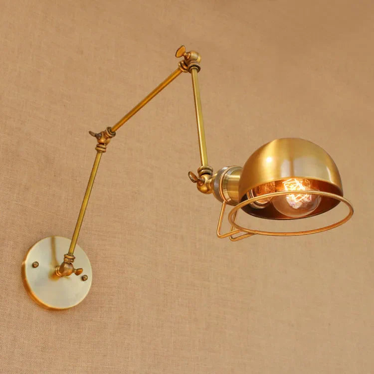 Golden Loft Swing Arm LED Wall Sconce Retro Style Lamp - Adjustable Long Arm Light Fixtures