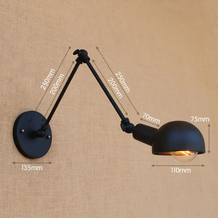 Golden Vintage LED Swing Arm Wall Sconce Industrial Style