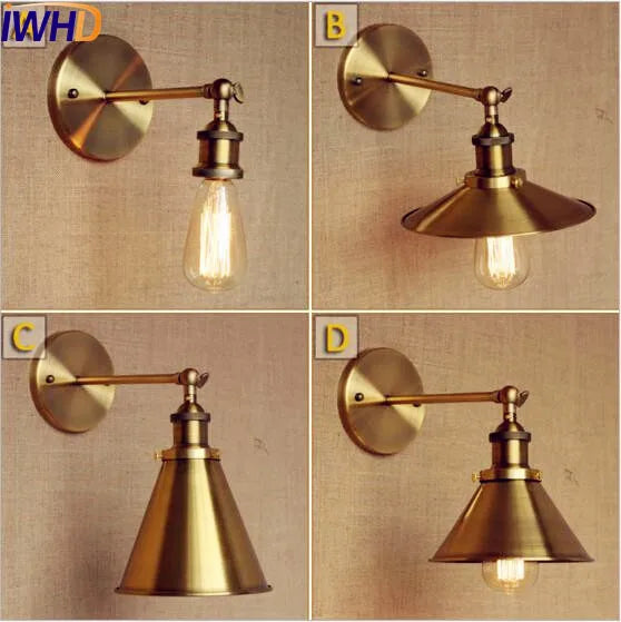 Retro Loft Vintage Wall Lamp Gold Shade Industrial Sconce Fixtures