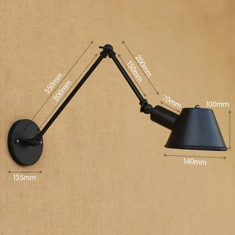Golden Vintage LED Swing Arm Wall Sconce Industrial Style