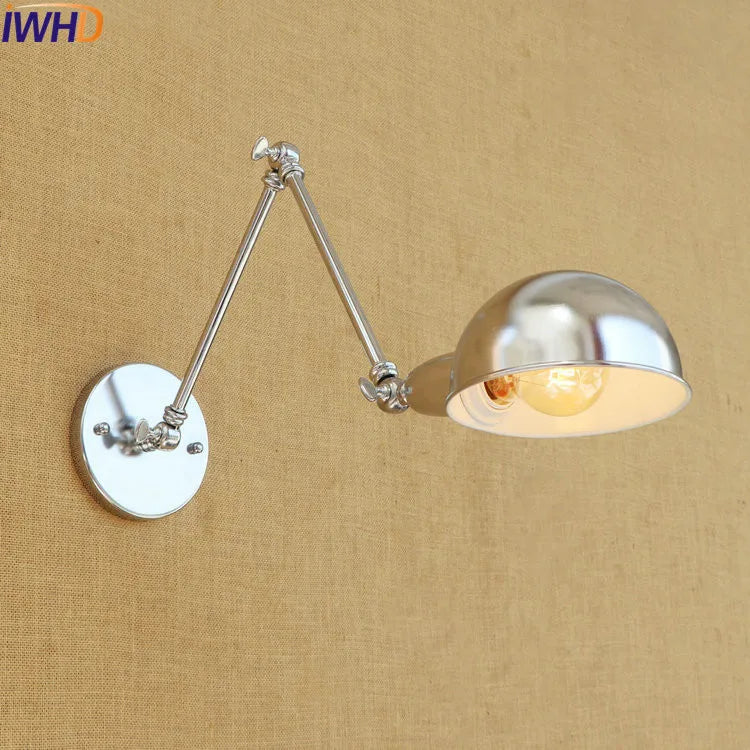 Silver Retro Vintage Swing Long Arm Wall Light LED Sconce Industrial Lighting