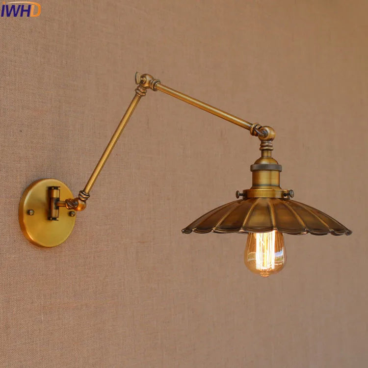 Swing Arm Wall Light Gold Copper Vintage Sconce Edison Loft Wall Lamp