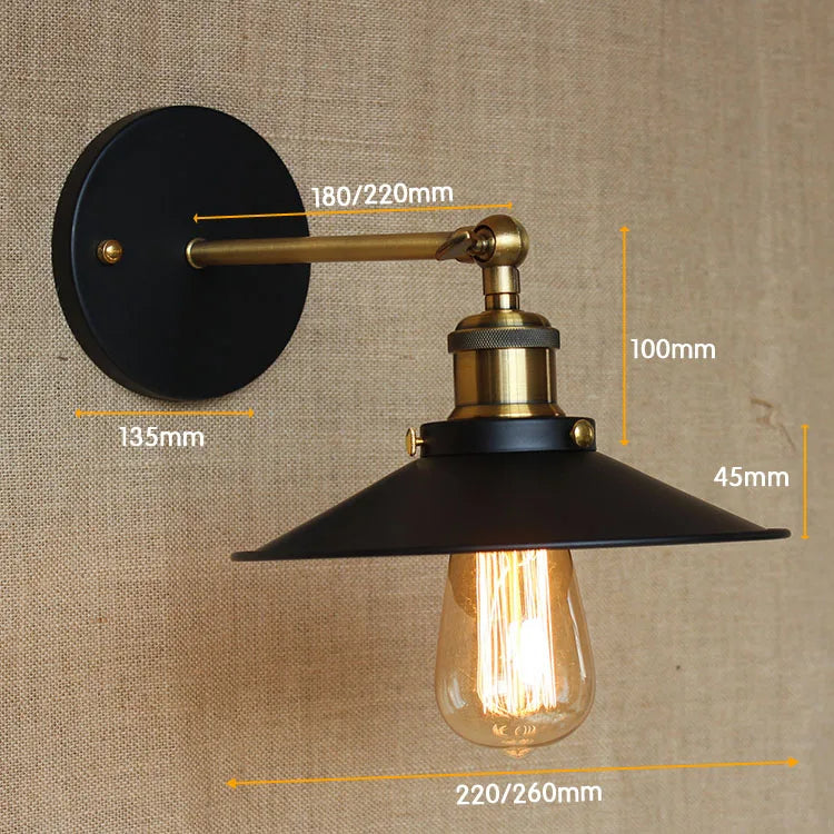 Retro Loft Vintage Wall Lamp Gold Shade Industrial Sconce Fixtures