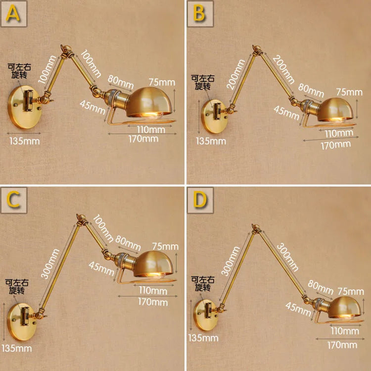 Retro Swing Arm Wall Sconce - Vintage Edison Style Wall Lamp