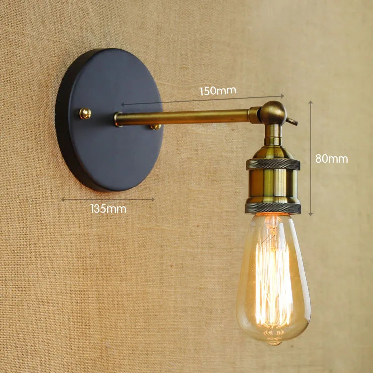 Retro Loft Vintage Wall Lamp Gold Shade Industrial Sconce Fixtures