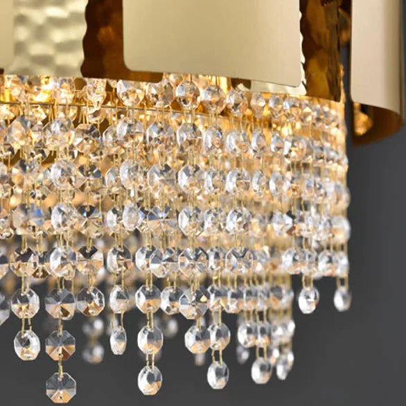 Postmodern Crystal Pendant Light - Golden Stainless Steel Suspension Lamp