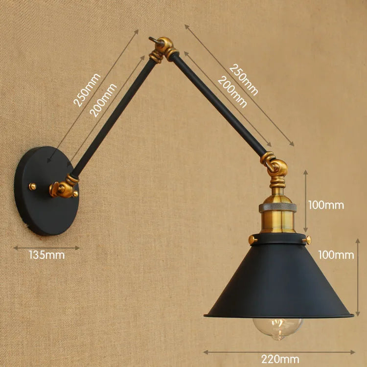Swing Arm Wall Light Gold Copper Vintage Sconce Edison Loft Wall Lamp