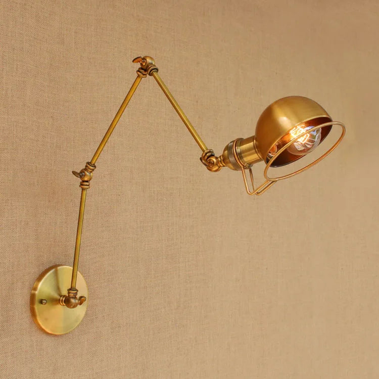 Golden Loft Swing Arm LED Wall Sconce Retro Style Lamp - Adjustable Long Arm Light Fixtures