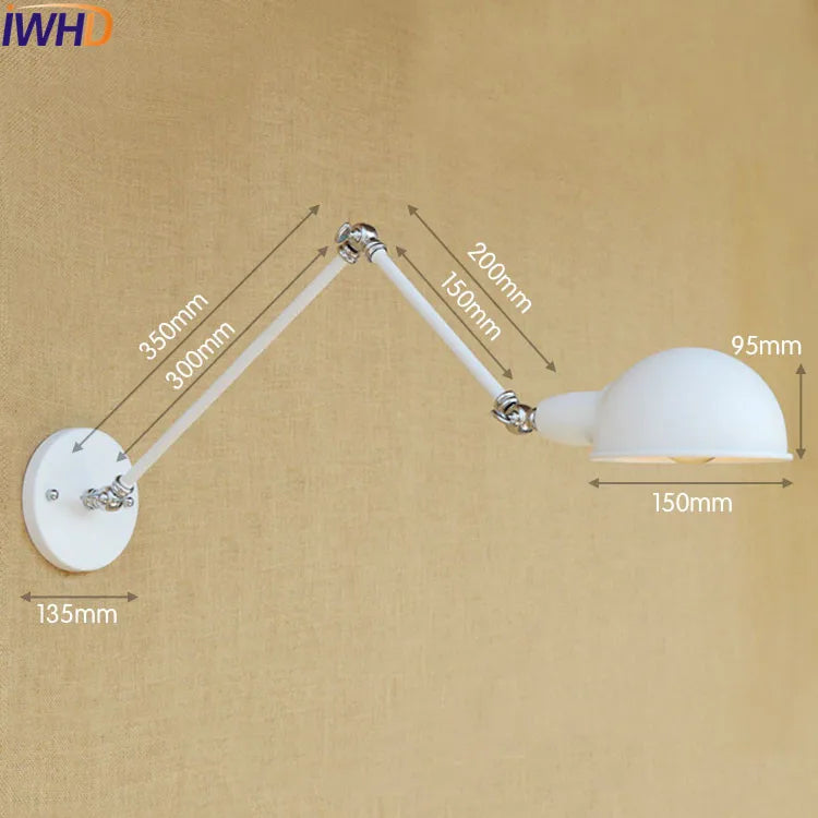 Silver Retro Vintage Swing Long Arm Wall Light LED Sconce Industrial Lighting