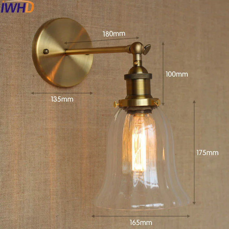 White Glass Retro Industrial Wall Sconce, Vintage Edison Style Wall Lights Fixtures
