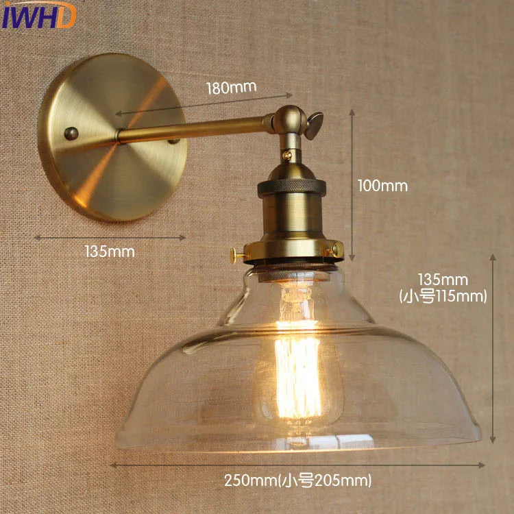 White Glass Retro Industrial Wall Sconce, Vintage Edison Style Wall Lights Fixtures