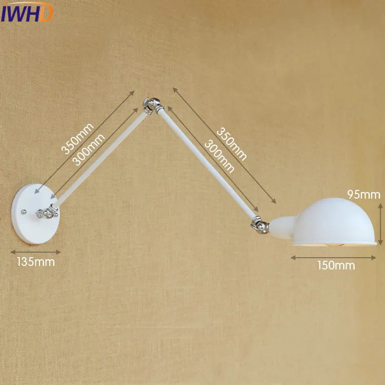 Silver Retro Vintage Swing Long Arm Wall Light LED Sconce Industrial Lighting