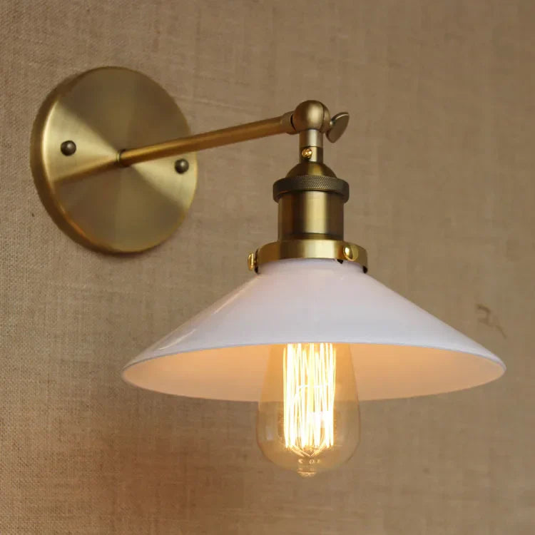 White Glass Retro Industrial Wall Sconce, Vintage Edison Style Wall Lights Fixtures