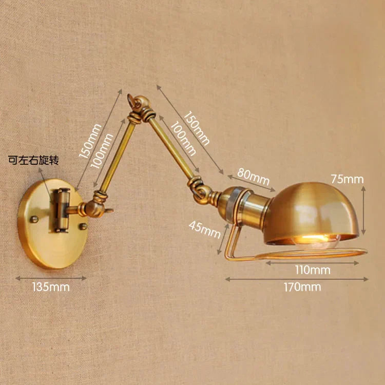Retro Swing Arm Wall Sconce - Vintage Edison Style Wall Lamp