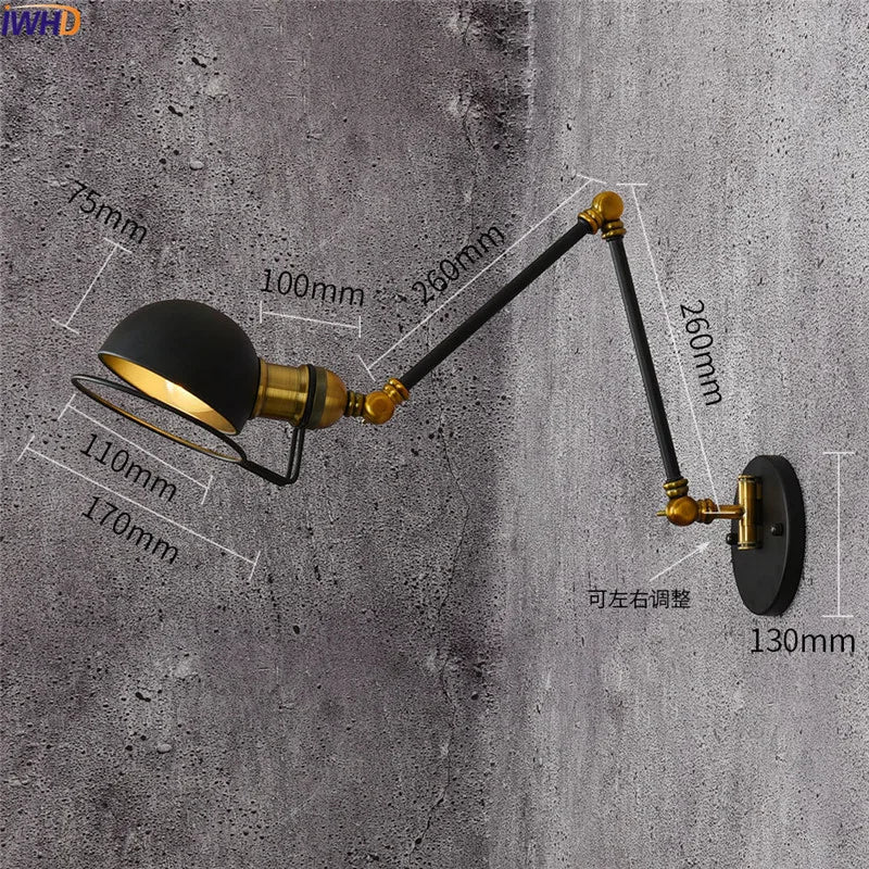 Retro Swing Arm LED Wall Sconce Light Industrial Loft Style Luminaire