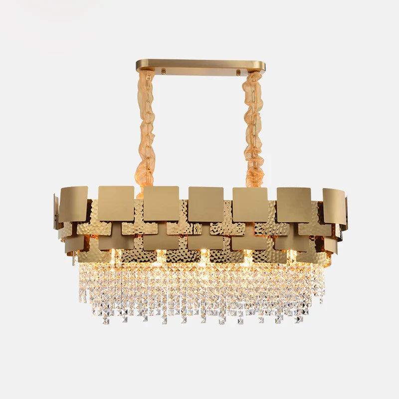 Postmodern Crystal Pendant Light - Golden Stainless Steel Suspension Lamp