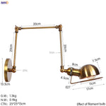Golden Loft Swing Arm LED Wall Sconce Retro Style Lamp - Adjustable Long Arm Light Fixtures