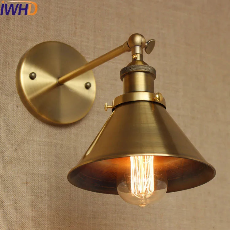 Retro Loft Vintage Wall Lamp Gold Shade Industrial Sconce Fixtures