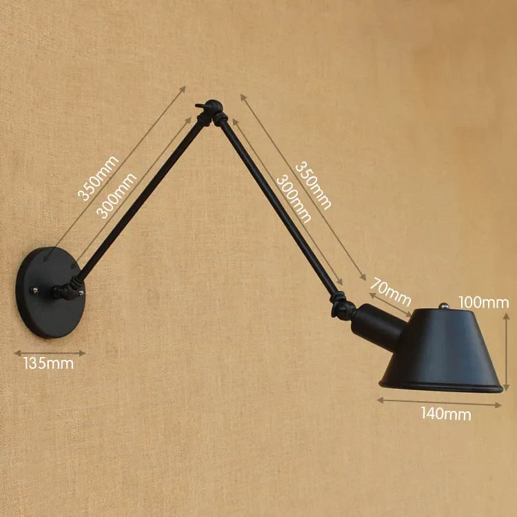 Golden Vintage LED Swing Arm Wall Sconce Industrial Style