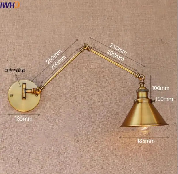 Swing Arm Wall Light Gold Copper Vintage Sconce Edison Loft Wall Lamp