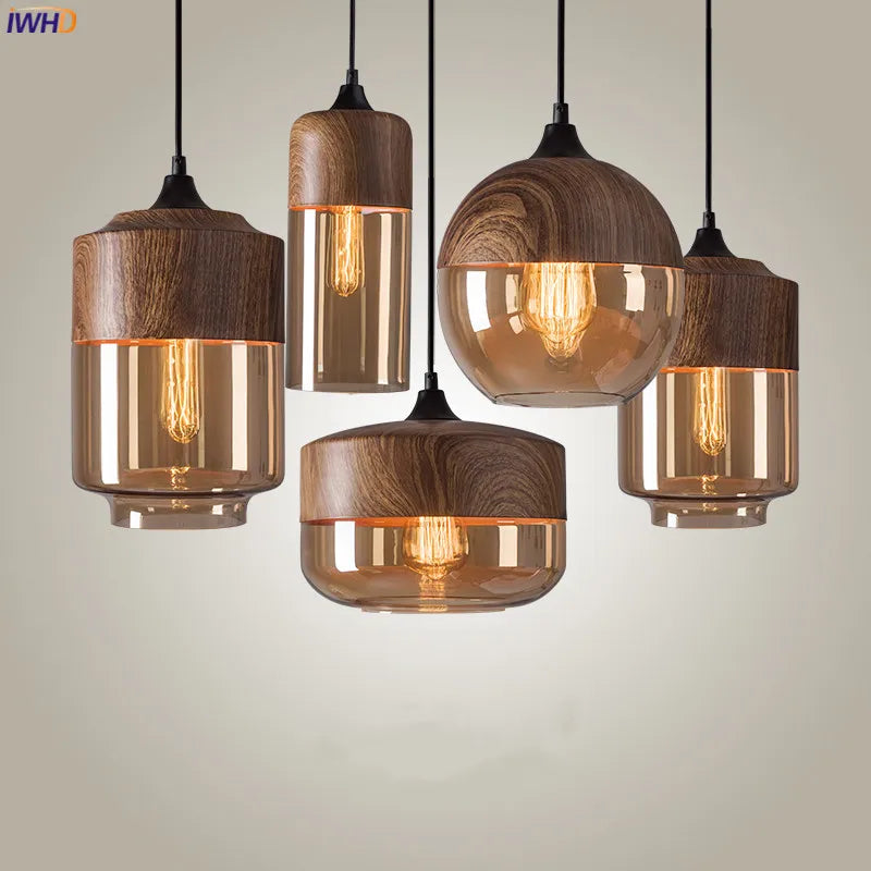 Nordic Wood LED Pendant Lights for Dinning Room Bedroom Cafe Bar Restaurant