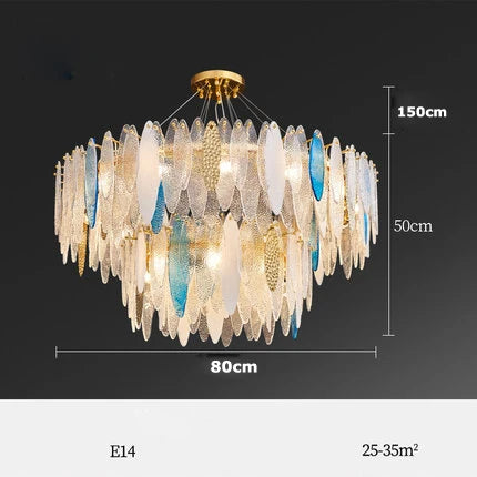 Art Deco Glass Iron LED Chandelier for Dinning Room