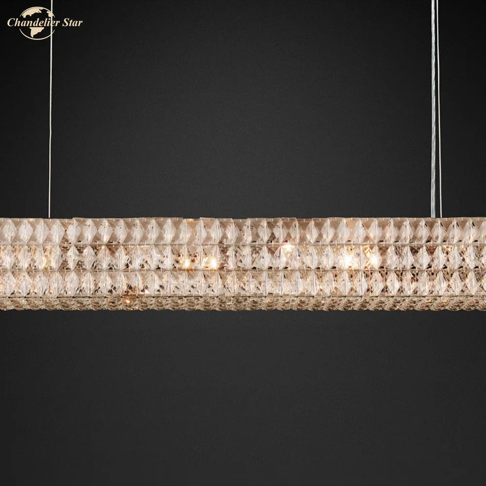 Crystal LED Linear Chandelier for Kitchen Island Dining Room