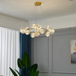 Gold LED Glass Bubble Chandelier for Dining Room and Restaurant