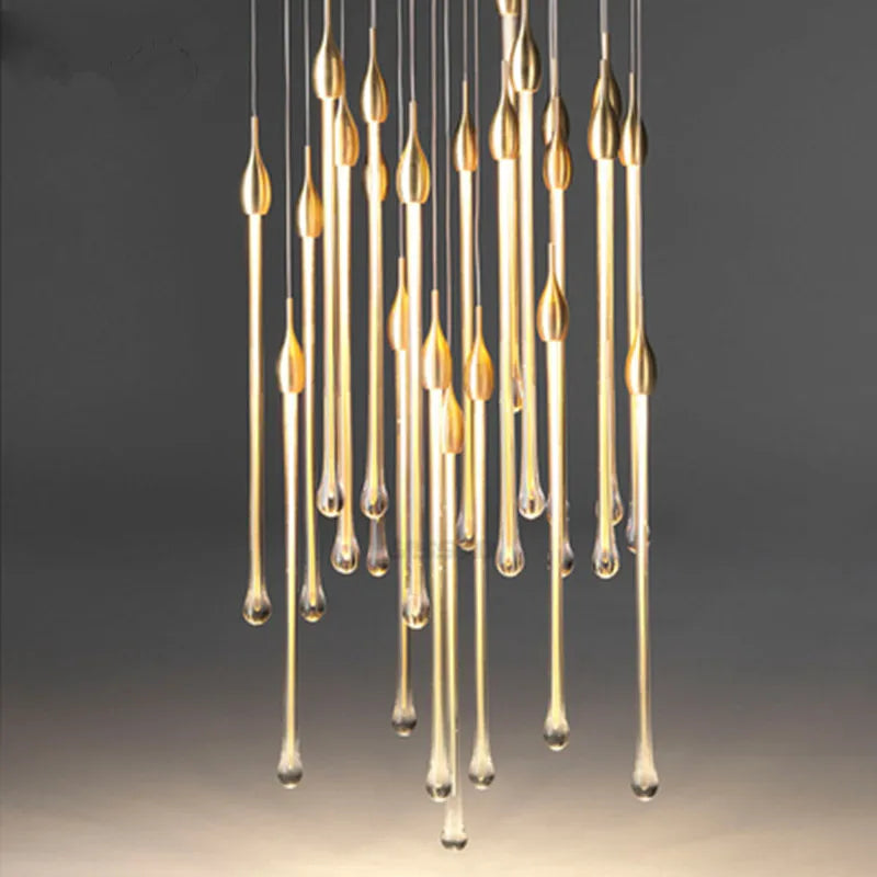 Luxury Crystal Chandelier - Gold Rectangle LED Staircase Dining Kitchen Lighting