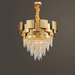 Golden Crystal Stainless Steel Pendant Light for Stylish Foyer