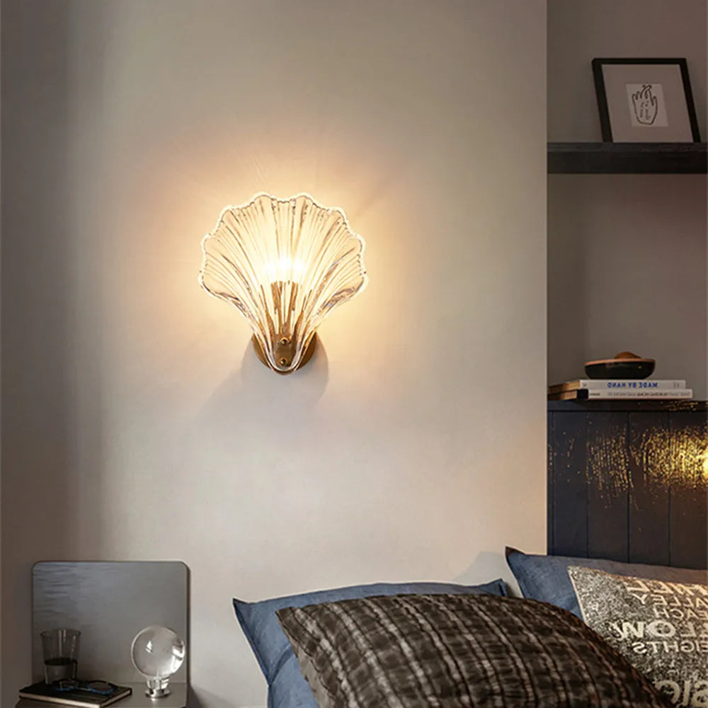 Crystal Shell Wall Light: Minimalist LED Lighting for Bedroom, Study, Living Room
