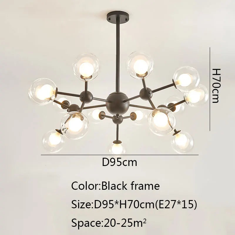Black Postmodern Sputnik Chandelier for Dining Room and Home Decor
