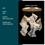Golden Love Paper Chandelier: Postmodern LED Designer Lighting for Foyer