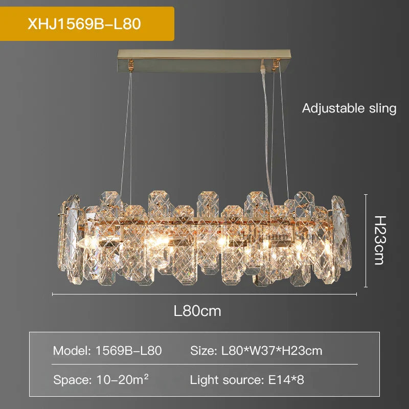 Crystal LED Chandelier for Elegant Living Room, Dining, Bedroom, Kitchen