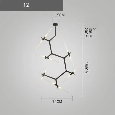 Branch Suspension Pendant Light - Gold Black G9 LED Iron Glass Fixture