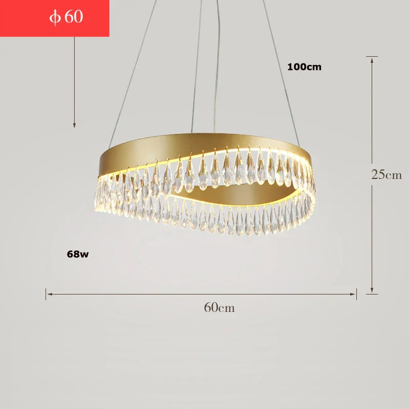 Crystal Stainless Steel LED Chandelier for Foyer