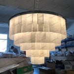 LED Round Glace Calcite Chandelier for Dining Room - Contemporary Crystal Hanging Lamp