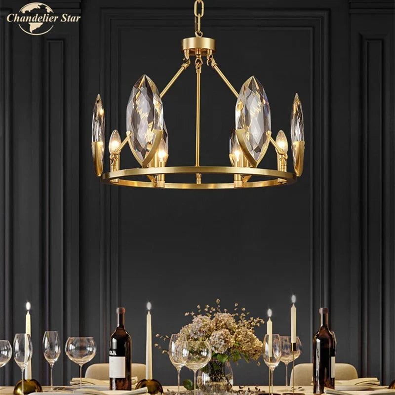 Crystal Chandelier LED Lighting Fixture for Luxurious Living Spaces