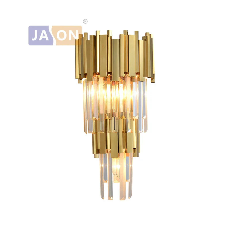 Crystal Clear LED Wall Sconce Chrome Silver Gold Wall Light for Bedroom