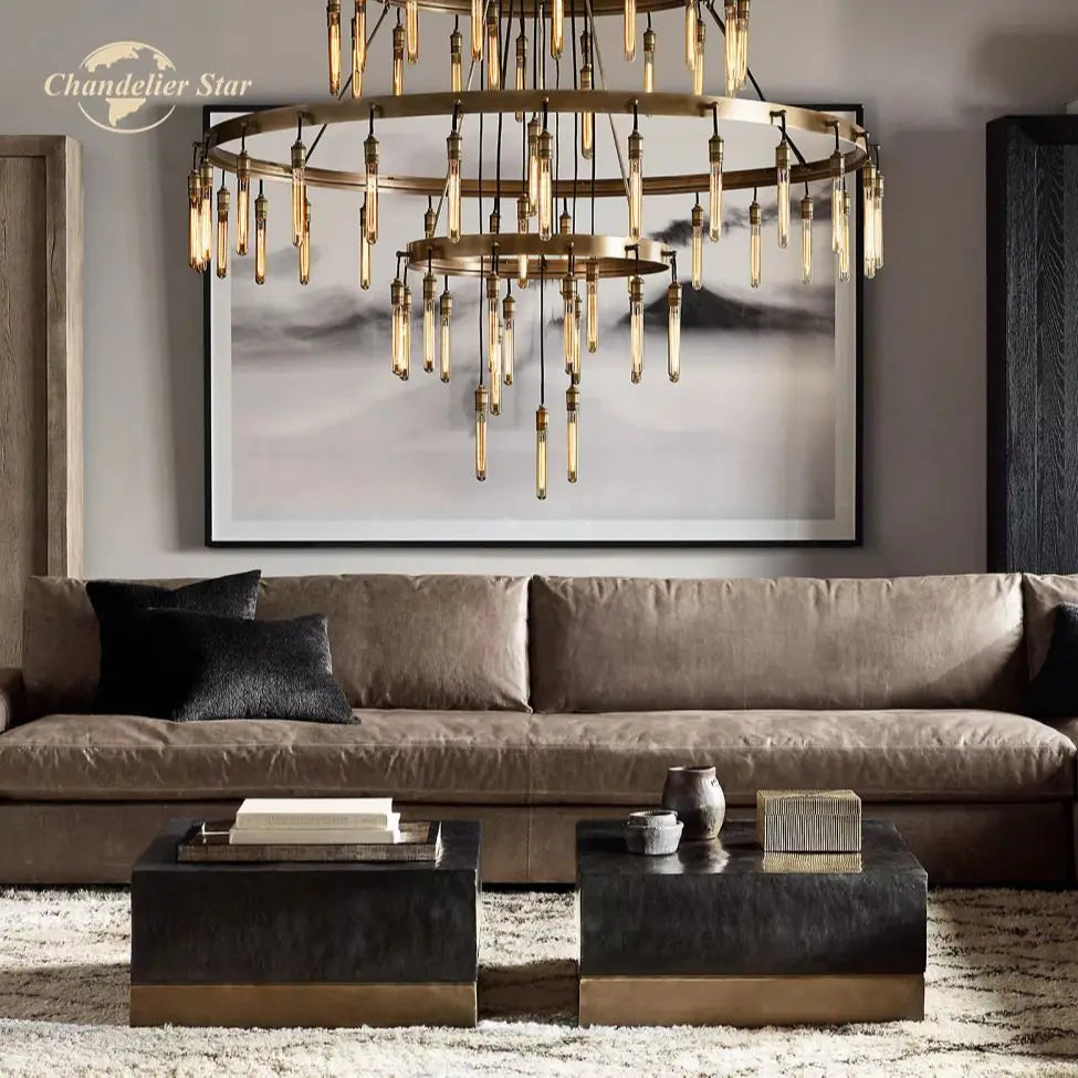 Axis Black Brass LED Round Chandelier for Living & Dining Room