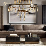 Axis Black Brass LED Round Chandelier for Living & Dining Room