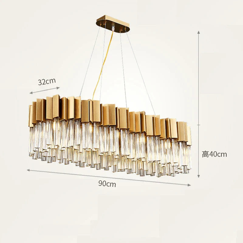 Golden Stainless Steel Crystal Chandelier for Elegant Foyer Lighting