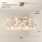 Heracleum Chandeliers: Modern Black/Rose Gold Round Firefly Lamp Branch Design