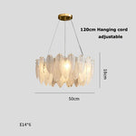 Silver Gold LED Feather Chandelier - Art Deco Round Pendant Light